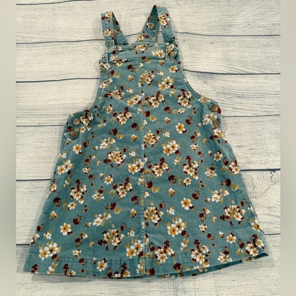 Tahari Kids Overalls dress in green corduroy with Floral Print/size 6 - Picture 3 of 7